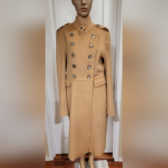 Tart Collection Tan Military Long Winter Coat Size M 100% Wool - Picture 1 of 15